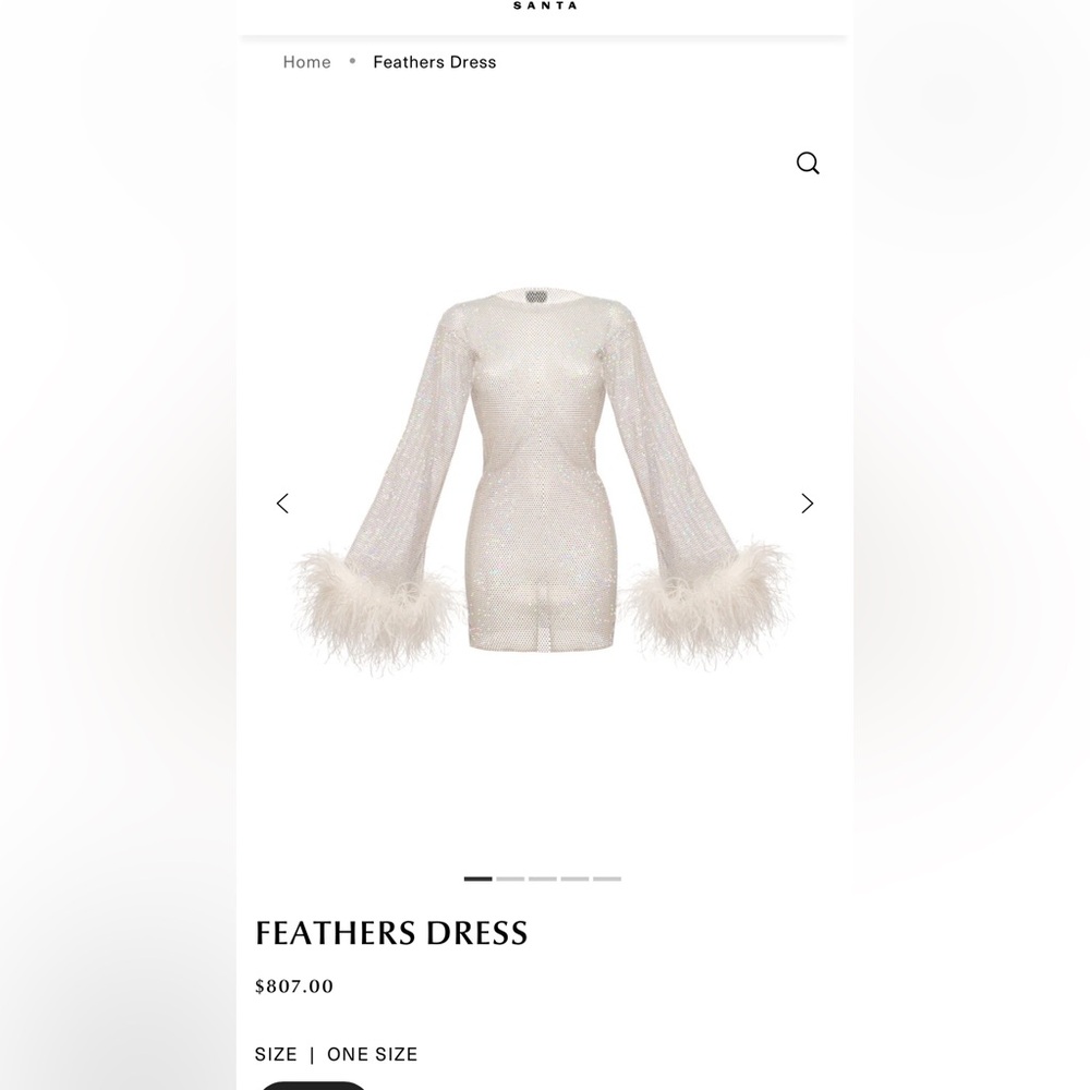 Santa Designer sparkling rhinestone dress with Feather Cuffs Exquisite statement - Picture 7 of 9